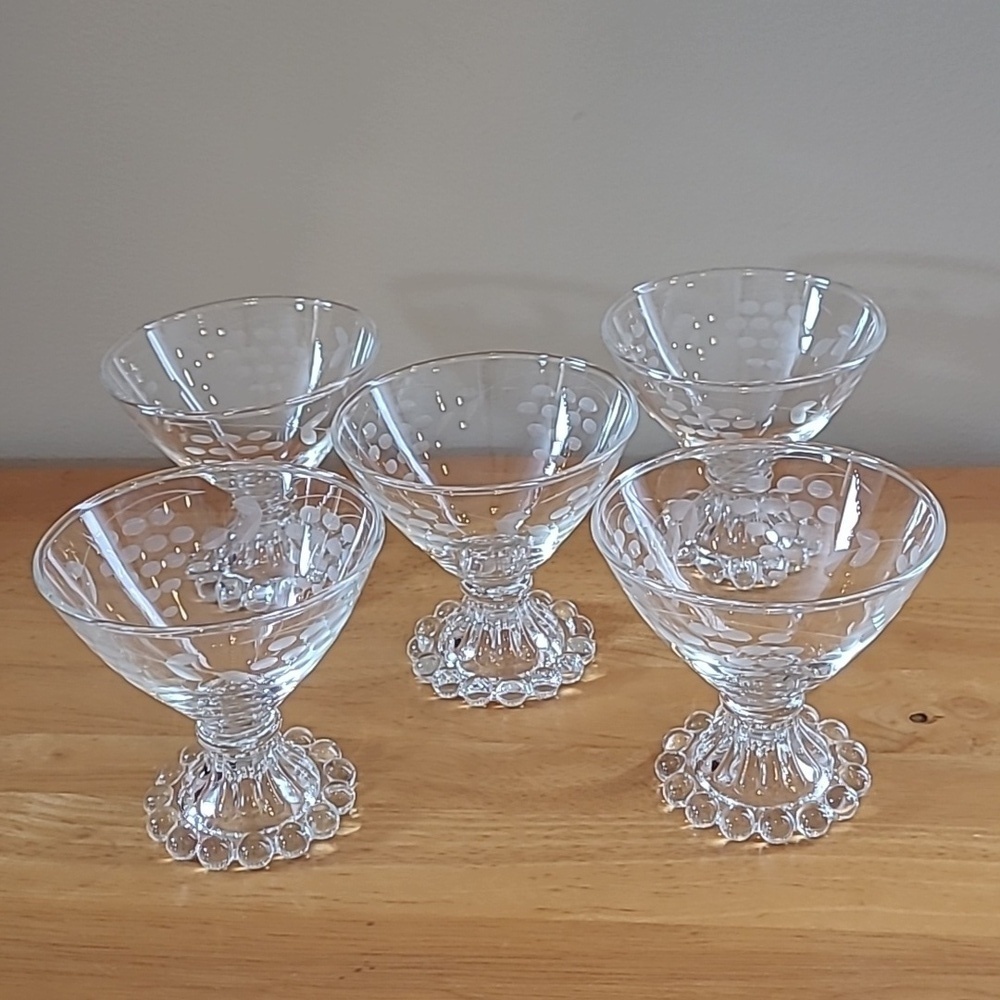VINTAGE 50s "Boopie" Unique Champagne or Sherbert Custard Glasses, Set of 5